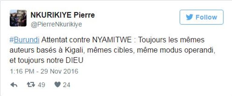 Ngaya amagambo yavuzwe na Pierre Nkurikiye umuvugizi w'Igipolisi mu Burundi.