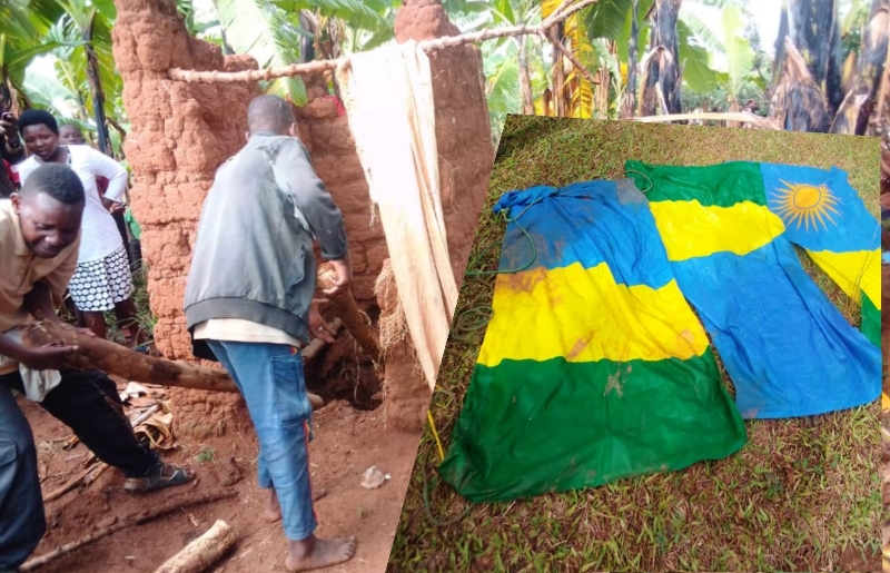 Kamonyi: Ibendera ry’u Rwanda ryakuwe mu musarane ryacagaguwe aho kuba mu murima w’umuturage